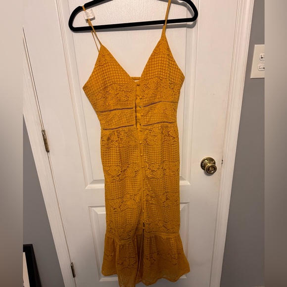 Midi mustard orange lace mermaid dress - Picture 1 of 1